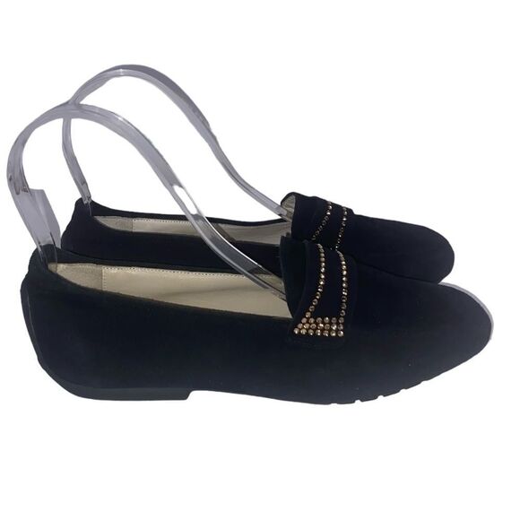 Peter Helle Mania Wm Sz 6.5 EU 37 Black Sued3 Bling Slip On Driving Loafer Shoes - Picture 4 of 8